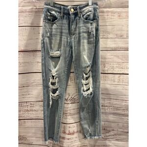 BKE High Rise Mom Jean Distressed Light Wash Tapered Denim AXB610A Womens 22